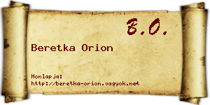Beretka Orion névjegykártya